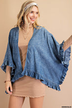 Load image into Gallery viewer, Denim ruffle washed detail kimino