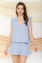 Load image into Gallery viewer, Sky Blue ruffle top &amp; Bottom Set