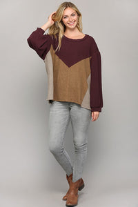 Thick contrast color block top