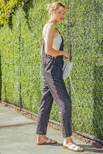 Load image into Gallery viewer, Grey leopard French terry overalls