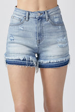 Load image into Gallery viewer, High rise light wash undone seam shorts - risen