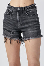 Load image into Gallery viewer, Black high rise distressed shorts - Risen