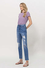 Load image into Gallery viewer, Distressed mid wash mom jeans - Vervet