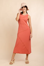 Load image into Gallery viewer, Rust tank diagonal seamed midi dress
