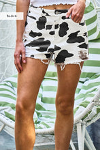 Load image into Gallery viewer, Black cow print shorts