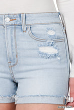 Load image into Gallery viewer, Light wash distressed rolled shorts - Zenana