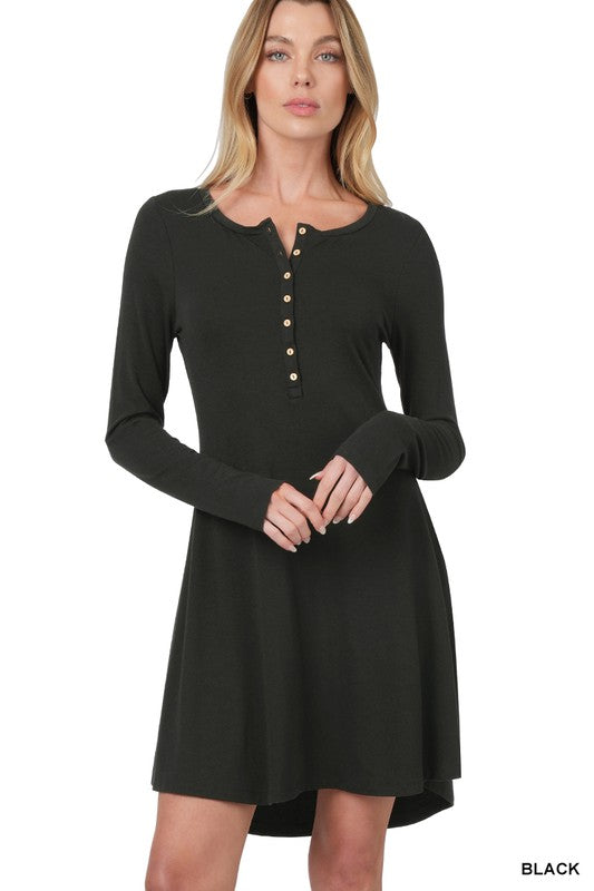 Butter soft button-down dress with pockets - Black