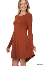 Load image into Gallery viewer, Butter soft button-down dress with pockets - Dark rust