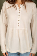 Load image into Gallery viewer, Cream casual button baby doll top