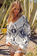 Load image into Gallery viewer, Ivory / black aztec pop corn sweater