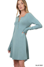 Load image into Gallery viewer, Butter soft button-down dress - Blue Grey