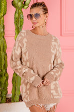 Load image into Gallery viewer, Mocha/Latte leopard eyelash sweater VERY SOFT