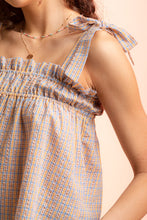Load image into Gallery viewer, Orange &amp; blue plaid baby doll tank