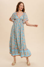 Load image into Gallery viewer, Boho print v neck midi in Blue
