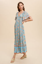 Load image into Gallery viewer, Boho print v neck midi in Blue