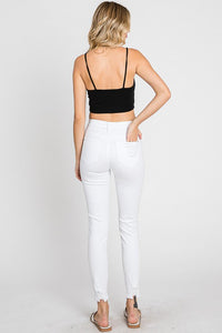 High rise distressed white skinny's - Petra