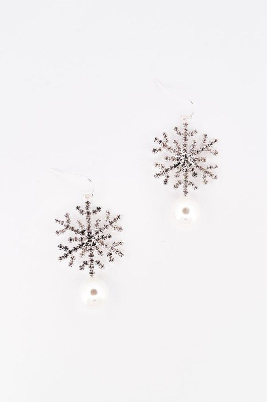 Rhinestone snow flake earrings