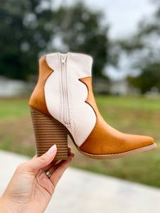 Camel color combo western bootie