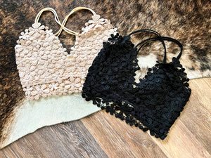 Romantic crochet bralettle In NUDE & BLACK